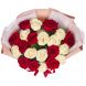 Букет из 21 красной и белой розы (60 см)