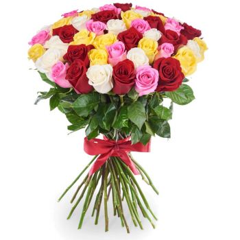 Букет из 51 разноцветной  розы (60 см)