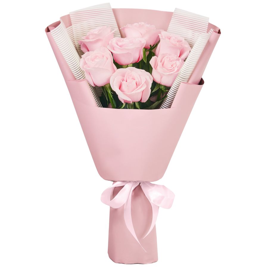 Букет из  7 розовых роз (60 см)