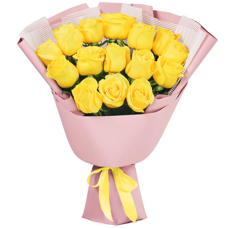 Букет из  15 желтых роз (60 см)