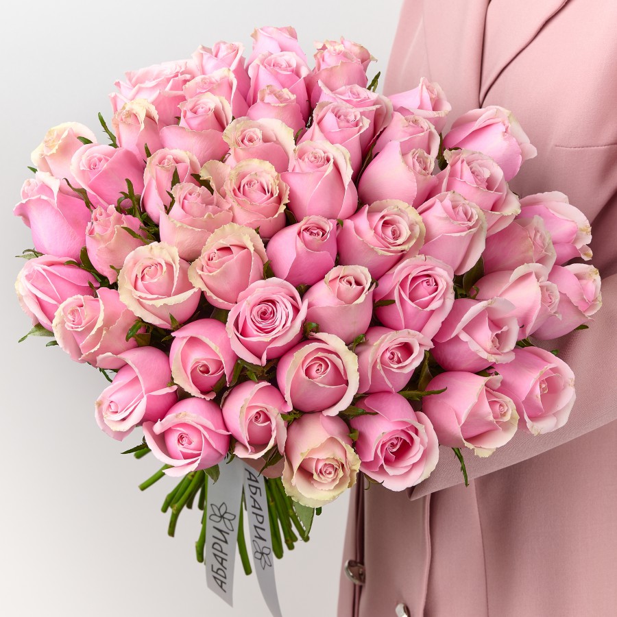 Букет из 51 розовой розы Кения
