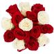 Красные и белые розы в коробке Страсть