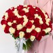 Букет от 15 белых и красных роз Кения
