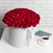 101 красная роза Кения в шляпной коробке