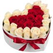 Сердце из красных и белых роз в коробке Любимой женщине