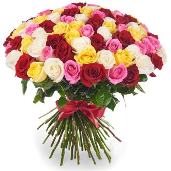 Букет из 101 разноцветной  розы (60 см)