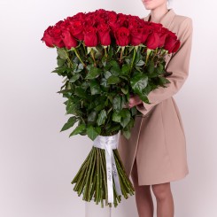 Букет из высоких красных роз Премиум (100 см)