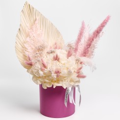 Букет из сухоцветов в коробке "Фламинго"