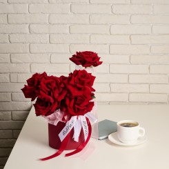 Коробка с французскими розами Сердцебиение