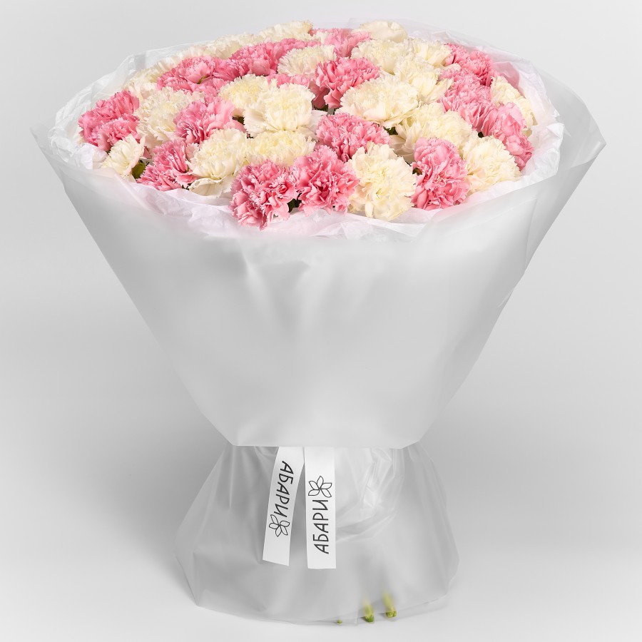 Букет из разноцветных гвоздик Нежный Дуэт