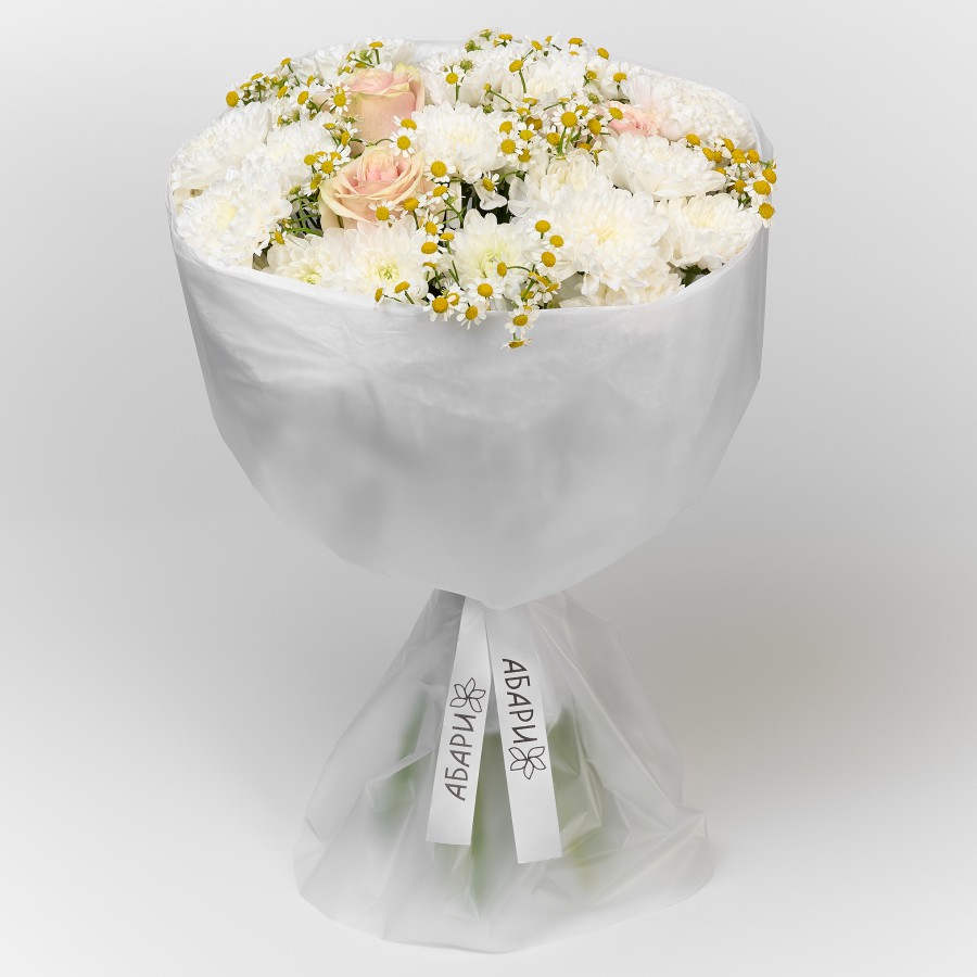 Букет из розы и хризантемы Нежный Рассвет