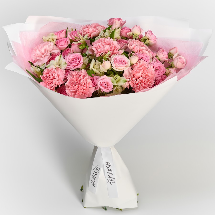 Букет из роз и гвоздик Гармония Нежности